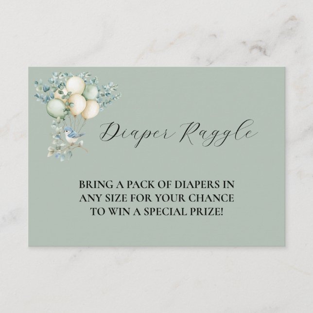 Tarjeta De Recepción Diaper Raffle Baby shower Enclosure Card Details (Anverso)
