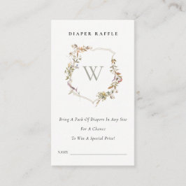 Tarjeta De Recepción Diaper Raffle Baby Shower, Escudo de Flores Silves