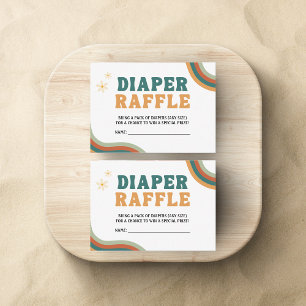 Tarjeta De Recepción Diaper Raffle Baby Shower Groovy Retro 70 años 80