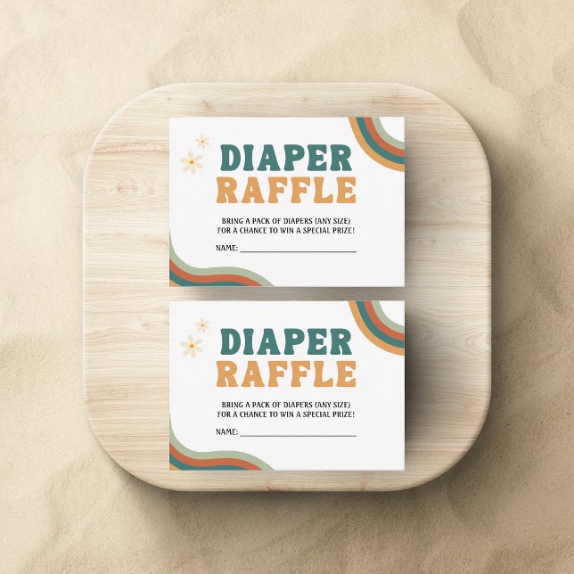 Tarjeta De Recepción Diaper Raffle Baby Shower Groovy Retro 70 años 80 (Subido por el creador)