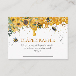 Tarjeta De Recepción Diaper Raffle Baby Shower Honey Bee Watercolor