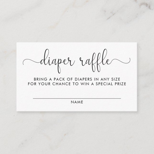 Tarjeta De Recepción Diaper Raffle Baby Shower Insert (Anverso)