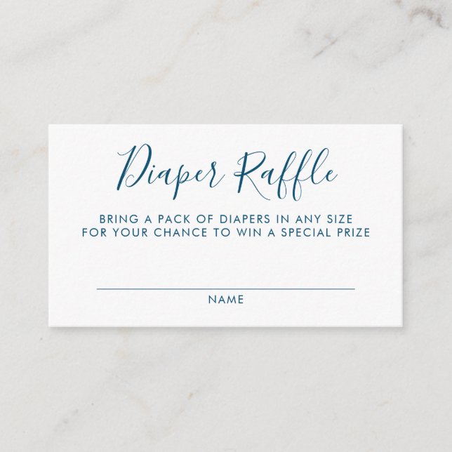 Tarjeta De Recepción Diaper Raffle Baby Shower Insert (Anverso)