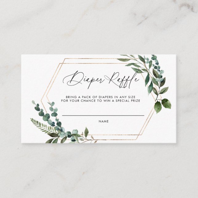 Tarjeta De Recepción Diaper Raffle Baby Shower Insert (Anverso)