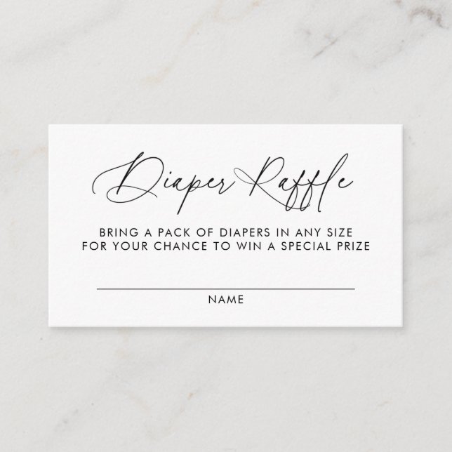 Tarjeta De Recepción Diaper Raffle Baby Shower Insert (Anverso)