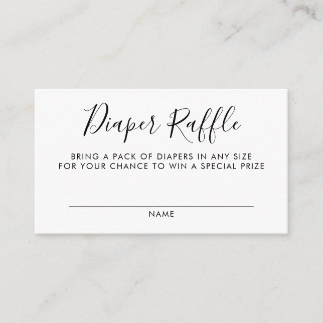 Tarjeta De Recepción Diaper Raffle Baby Shower Insert (Anverso)