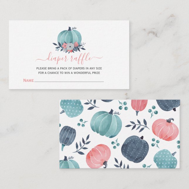 Tarjeta De Recepción Diaper Raffle Baby Shower Pequeño gabinete de cala (Anverso / Reverso)