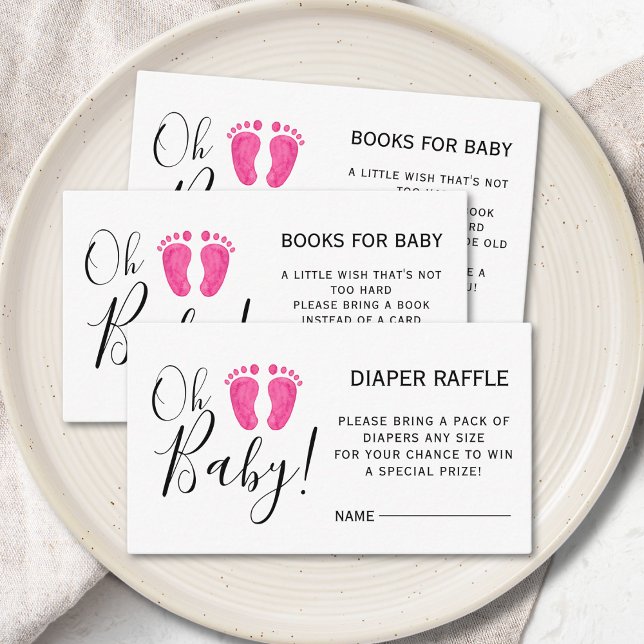 Tarjeta De Recepción Diaper Raffle Baby Shower Pies Rosados (Subido por el creador)