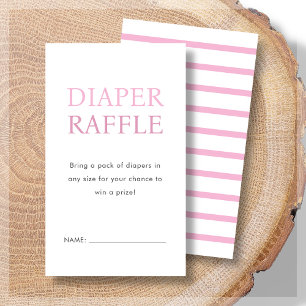 Tarjeta De Recepción Diaper Raffle   Baby Shower rosa