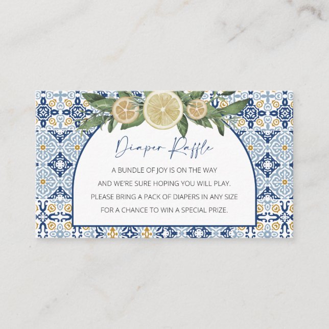 Tarjeta De Recepción Diaper Raffle Baby Shower, tema italiano (Anverso)