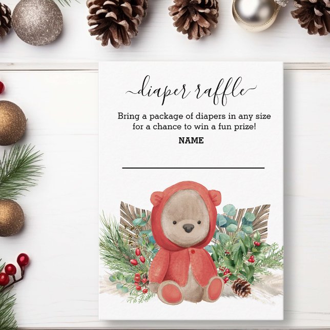 Tarjeta De Recepción Diaper Raffle Baby Teddy Bear Boho Navidades (Subido por el creador)