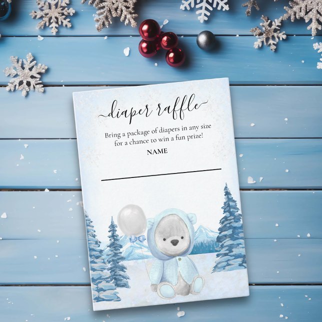 Tarjeta De Recepción Diaper Raffle Baby Teddy Bear Navidades de inviern (Subido por el creador)