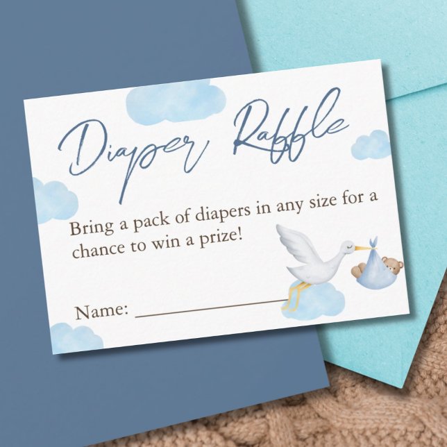 Tarjeta De Recepción Diaper Raffle, Bear Baby Shower, Baby Boy (Subido por el creador)