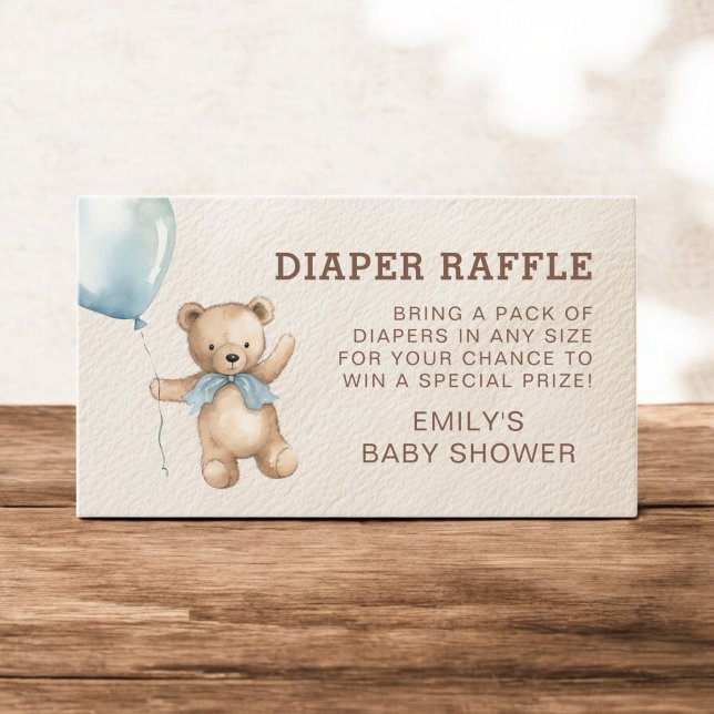 Tarjeta De Recepción Diaper Raffle Bearly Wait Teddy Bear Baby Shower (Subido por el creador)