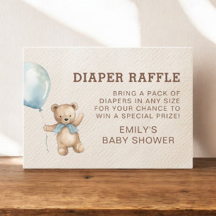Tarjeta De Recepción Diaper Raffle Bearly Wait Teddy Bear Baby Shower