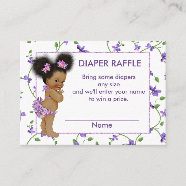 Tarjeta De Recepción Diaper Raffle, bebé africana norteamericana (Anverso)