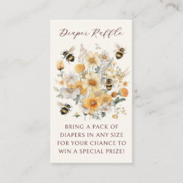 Tarjeta De Recepción Diaper Raffle Bee Wildflower Floral Baby Shower