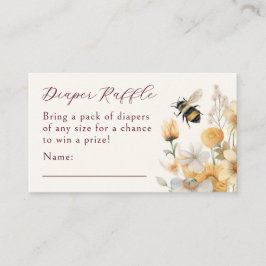 Tarjeta De Recepción Diaper Raffle Bee Wildflower Floral Baby Shower