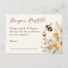 Tarjeta De Recepción Diaper Raffle Bee Wildflower Floral Baby Shower