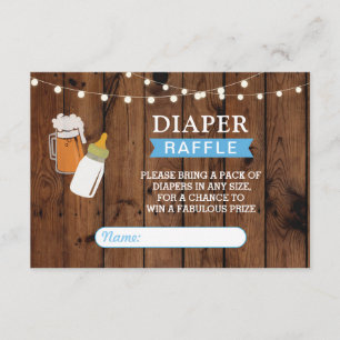 Tarjeta De Recepción Diaper Raffle Beer Baby Shower Boy Breaking Blue