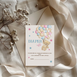 Tarjeta De Recepción Diaper Raffle Beige Azul rosado Moderno