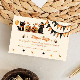 Tarjeta De Recepción Diaper Raffle Black Cat Halloween Party
