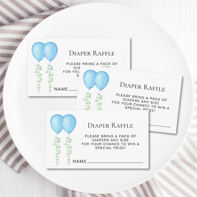 Tarjeta De Recepción Diaper Raffle Blue Balloons Baby Shower de Twin Bo (Subido por el creador)