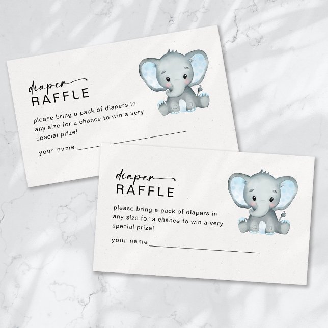 Tarjeta De Recepción Diaper Raffle Blue Elephant Baby Shower (Subido por el creador)