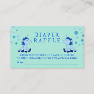 Tarjeta De Recepción Diaper Raffle Blue Unicorn Twins Boy Baby Shower