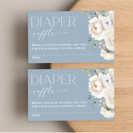 Tarjeta De Recepción Diaper raffle boho polvoriento azul floral elegant