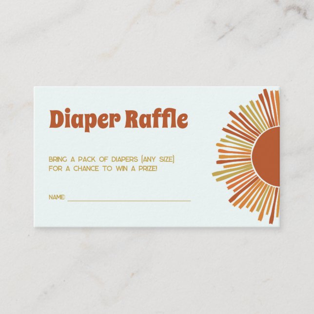 Tarjeta De Recepción Diaper Raffle Boho Retro Boy Baby Shower (Anverso)