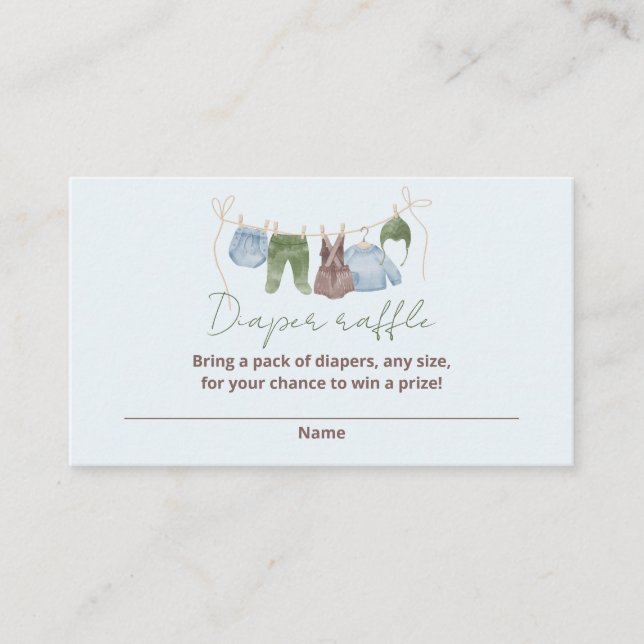 Tarjeta De Recepción Diaper raffle boho ropa de bebé acuarela (Anverso)