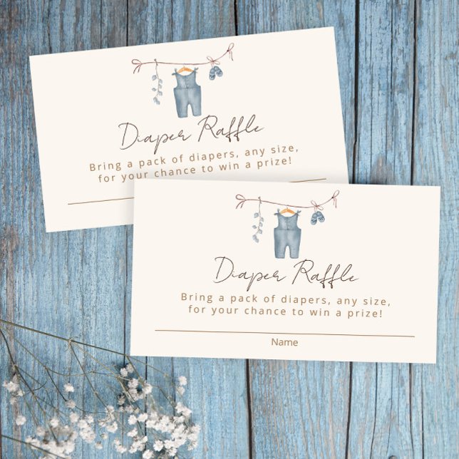 Tarjeta De Recepción Diaper raffle boho ropa de bebé acuarela (Subido por el creador)