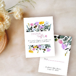 Tarjeta De Recepción Diaper Raffle Bonito Wildflower Lawn White