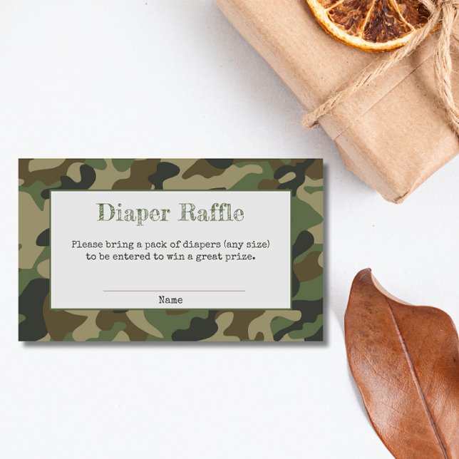 Tarjeta De Recepción Diaper Raffle Boy Baby Shower Camo (Subido por el creador)