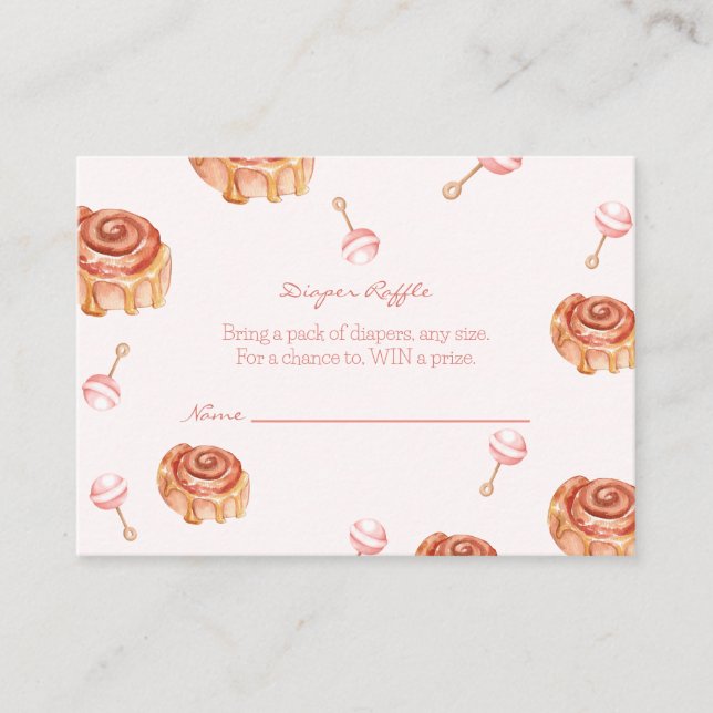 Tarjeta De Recepción Diaper Raffle Brunch y Chica de Baby Shower (Anverso)