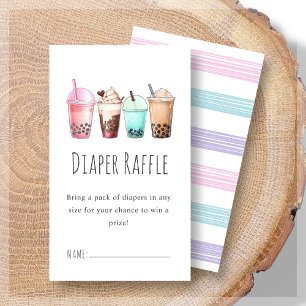 Tarjeta De Recepción Diaper Raffle   Bubble Tea Boba Baby Shower