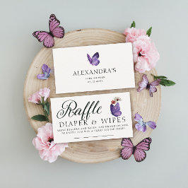 Tarjeta De Recepción Diaper Raffle Butterfly Wild Purple Baby Shower