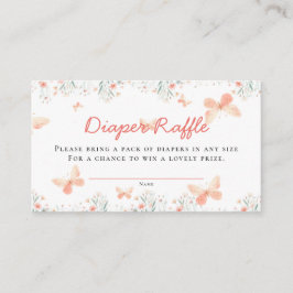 Tarjeta De Recepción Diaper Raffle Butterfly Wildflowers Chica Shower
