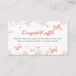 Tarjeta De Recepción Diaper Raffle Butterfly Wildflowers Chica Shower