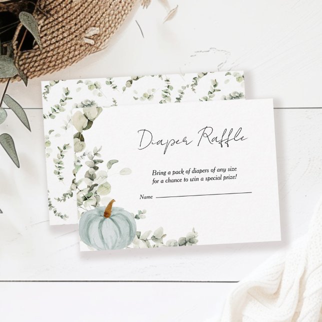 Tarjeta De Recepción Diaper Raffle Cae Pequeña Calabaza Azul Baby Showe (Subido por el creador)