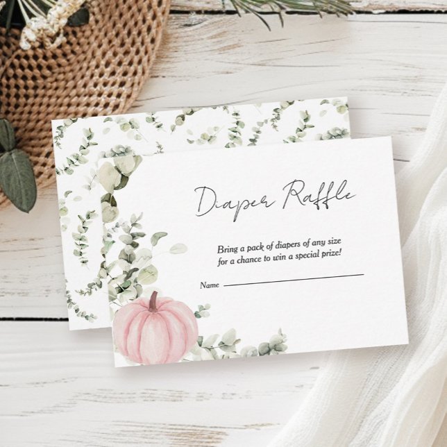 Tarjeta De Recepción Diaper Raffle Cae Pequeña Calabaza Rosa Baby Showe (Subido por el creador)