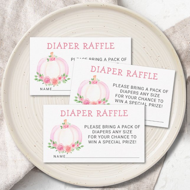 Tarjeta De Recepción Diaper Raffle Calabaza rosa Gabinete Baby Shower C (Subido por el creador)