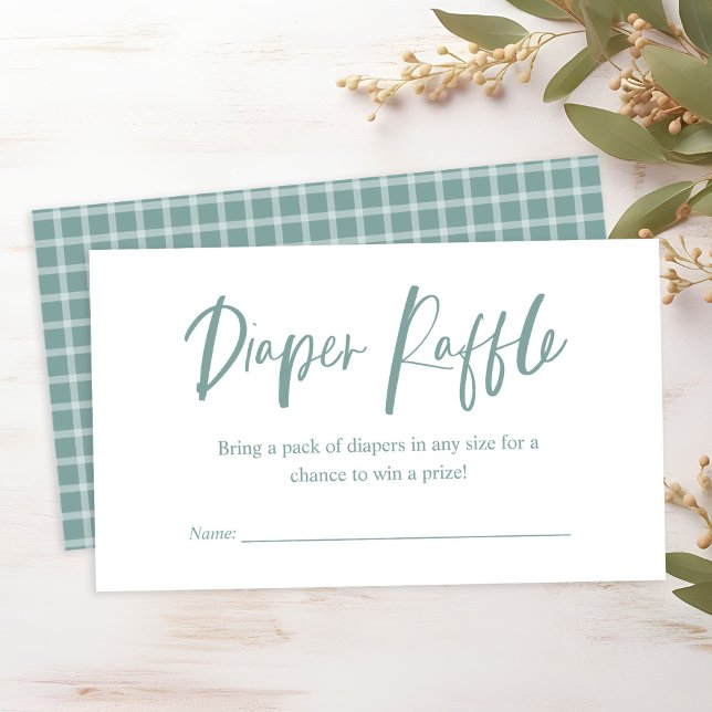Tarjeta De Recepción Diaper Raffle Caligraphy Neutral Baby Shower (Subido por el creador)