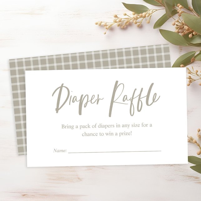 Tarjeta De Recepción Diaper Raffle Caligraphy Neutral Baby Shower (Subido por el creador)
