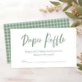 Tarjeta De Recepción Diaper Raffle Caligraphy Neutral Baby Shower