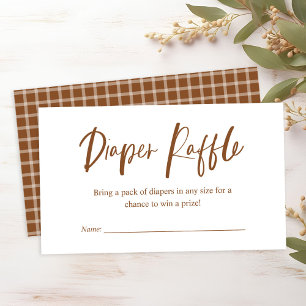 Tarjeta De Recepción Diaper Raffle Caligraphy Neutral Baby Shower