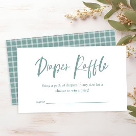 Tarjeta De Recepción Diaper Raffle Caligraphy Neutral Baby Shower