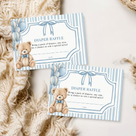 Tarjeta De Recepción Diaper Raffle Card Blue Bear