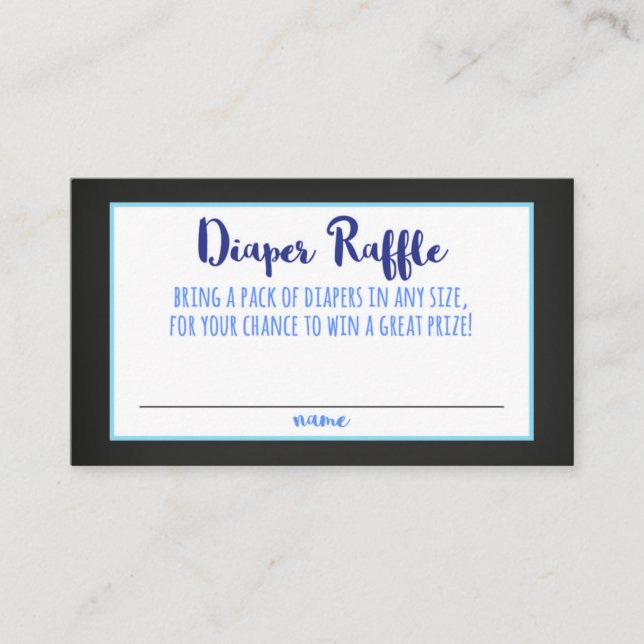 Tarjeta De Recepción Diaper Raffle Card Boy Blue Ombre Baby Shower (Anverso)